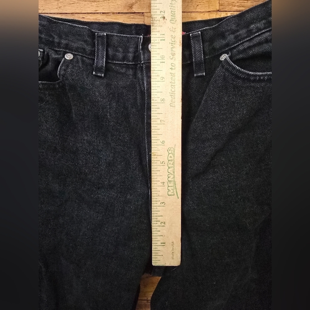 Vintage Y2K Jeans Women's Size 14 Tall Faded Glory Black Denim Mom Made In USA - Picture 6 of 9